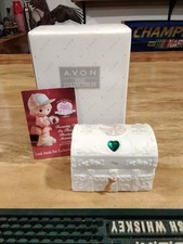 New Enesco Precious Moments 1998 May Birthstone Green Treasure Chest Trinket Box picture