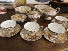 Antique Meiji Kutani Satsuma Tea Set Signed 1890s-1911 Morimura Plates 25 pcs picture