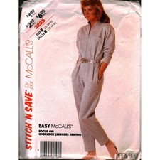 Vintage 1987 McCalls 3285 Jumpsuit Sewing Pattern Size 12-14-16 Overlock Serger picture