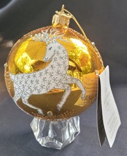 2016 Hallmark Heritage Collection Gold Reindeer Ball Blown Glass Tree Ornament  picture