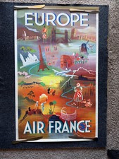 Original 1949 Air France Europe Travel Poster by Falcucci Aviation Airline Adve picture
