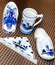 4 Vintage Boch Delfts Royal Sphinx Windmill Ashtray Spoon Candle Holder Mug picture