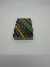 NOS Vintage 1970s Mod Rainbow Yarn-Print Playing Cards Sealed picture