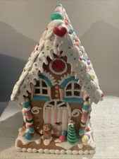 Raz Imports Candy Gingerbread Lighted House Gumdrops Frosted picture