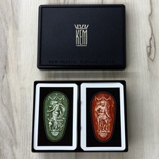 VTG MCM KEM Athens Series Double Deck Plastic PLAYING CARDS Complete w/ Case EUC picture