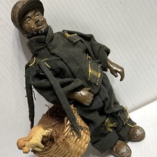 Vtg Hobo Junction Fast Finger Jake Porcelain Clown Doll Dog Basket /18c picture