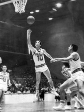 Luis Enrique Grajeda Mexico leaps for a lay up at Basketball Pre O- Old Photo picture