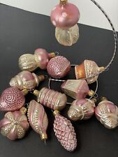 Kurt S. Adler Set of 13 Pink, Gold & White Christmas Ornaments Mushrooms + picture