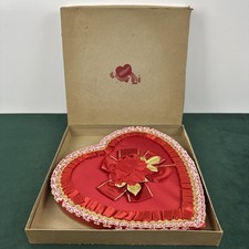 Vintage Whitman’s Chocolates Valentine Heart Box 2 LB Red Satin Lace Candy Box picture