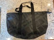 BURBERRY Large Travel Checked Tote Bag - Black - 14