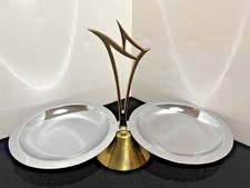 Vintage MCM Kromex brand round tidbit tray chrome with star engraving picture
