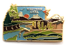 USPS Western Area Desert Mountains River Cactus Scenic Postal Service Pin VTG picture