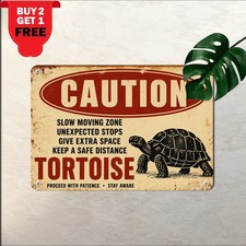 Funny Slow Tortoise Crossing Warning Metal Sign Reptile Lover Yard Tin Plaque picture