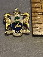 WW2 US Navy Submarine School Sterling Enameled D.I. Crest Rare Pin picture