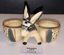 Ceramic Donkey Double Basket Planter Toothpick Holder Vintage Japan Read Details picture