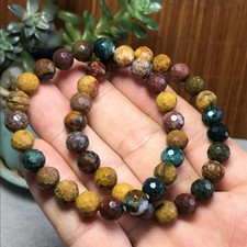 2Pcs Wholesal Natural Ocean Jasper  bracelets Crystal ball sphere facet 8mm 7686 picture