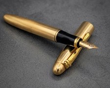 Solid Brass Fountain Pen Gold Nib Luxury Writing Pen Heavy Duty Metal Ink Pen picture