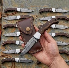 LOT of 20 Pcs Damascus Steel Hunting Folding Knives | Pocket Knives with Sheath. picture