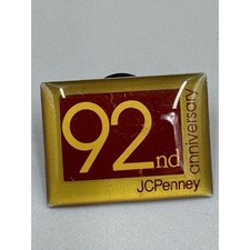 Vintage JC Penney 92nd Anniversary Red Lapel Hat Pin picture