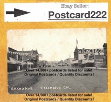 CA Escondido 1908-29 antique postcard Grand Ave lots of buildings California picture