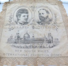 1800s Rare Unusual NSW International Expo / Queen Victoria Souvenir Pillow Case  picture