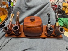 Vintage RO-EL Wooden 6 PIPE Stand Wood Humidor Tobacco pipes sold separately  picture