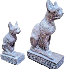 7 &9 in Set of 2 Goddess Bastet Cat Isis EGYPTIAN Statue  Heavy Granite Stone picture