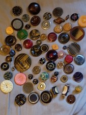 65 Pretty Vintage Tight Top And Solid Celluloid Buttons. picture