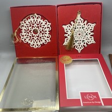 Lenox Snow Fantasies Snowflake Ornament - 1999 And 2014 Lot Of 2 picture
