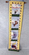 VTG Disney Winnie the Pooh Leap Frog Tapestry Wall Hanging Bell Pull USA 9x36 picture
