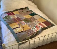 1950s QUILT All Stitched By HAND Lap Throw Blanket  42 X 50 Curtain Material 50s picture