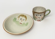Googly Eyes Nippon Japan Child’s Bowl and Cup Vintage picture