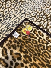 RARE pre-1990 Biederlack West Germany Leopard print Throw Blanket NOS With Tags picture