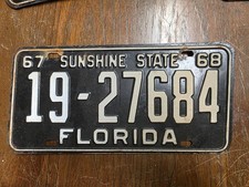 1967–1968 Florida vintage license plate picture