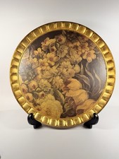 Vintage Sezzatini Gold Gilt Floral Tray Italian Florentine 12.5” picture