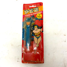Vintage Batman PEZ Candy Dispenser DC Comics Blue Stem Open Box Blister Card NOS picture