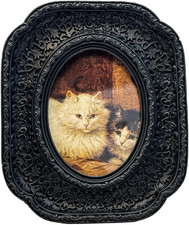 2.5X3.5 Vintage Small Oval Picture Frame Antique Ornate Black Wallet Size Photo picture