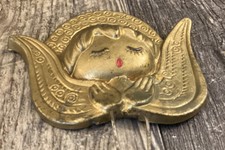 Vintage PRAYING ANGEL Christmas Ornament Figurine Gold Tone MCM Pick picture