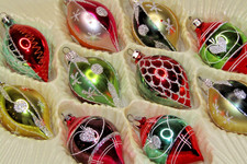 Lot Vintage Glass Glitter HEART FLOWER SNOWFLAKE DROP Christmas Ornament Romania picture