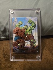 SkyBox 1992 Marvel Masterpieces Thing vs. Hulk #1-D Non-Sport Trading Card picture