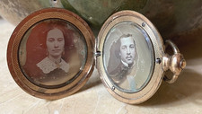 Civil War Victorian Double Daguerreotype Watch Case Locket Gold Filled Man+Wife picture
