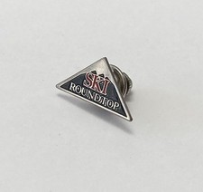Vintage Ski Roundtop Enamel Pin Triangle Mountain Shaped Winter Sports picture