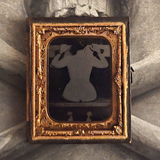 Antique 9th Plate Case w/ Modern Skintype – Shackled Woman BDSM Risqué Oddity picture
