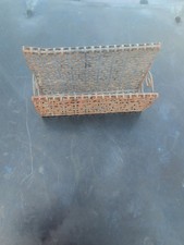 Vintage Wrought Iron Mail Organizer Banded Lattice Mesh Letter Envelope Holder picture