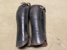 ORIGINAL WWI US ARMY OFFICER NCO M1917 LEATHER FIELD LEGGINGS- MEDIUM CALF 15 IN picture