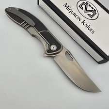 Miguron Dromos Folding Knife Drop Point M390 Titanium Carbon Fiber Flipper EDC picture
