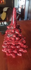 Vintage  Stacking Ceramic CHRISTMAS Tree Red Speckled Lighter Ashtray Nice.. picture