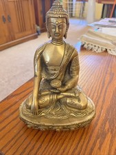 VINTAGE HINDU BRASS BUDDHIST BUDDHA STATUE picture