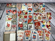 VTG Lot 48 Valentines Cards mid century many kinds 20’s 30’s 1940’s ❤️❣️❤️🔥 picture