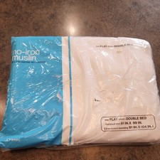 Vintage JcPenney No Iron Muslin White Double Bed Flat Sheet 81x99 New Grannycore picture
